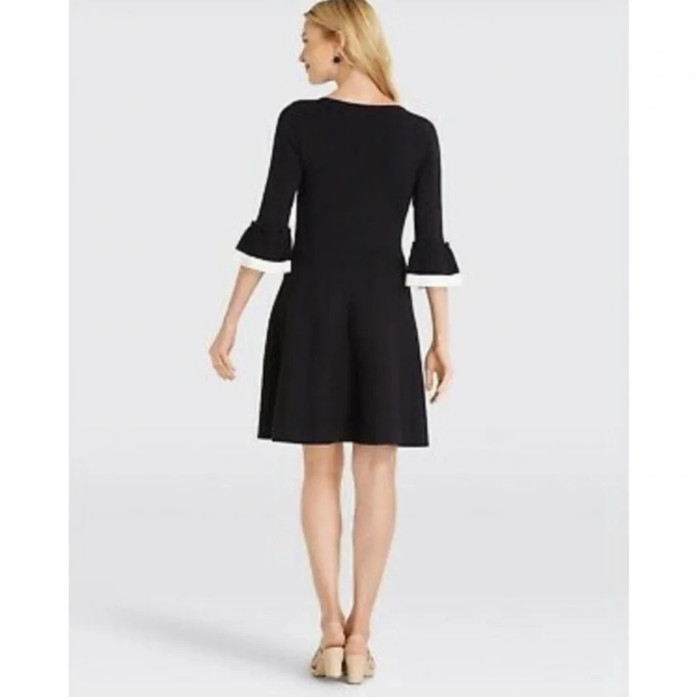 Draper James Flutter Sleeve Black Sweater Dress S… - image 2